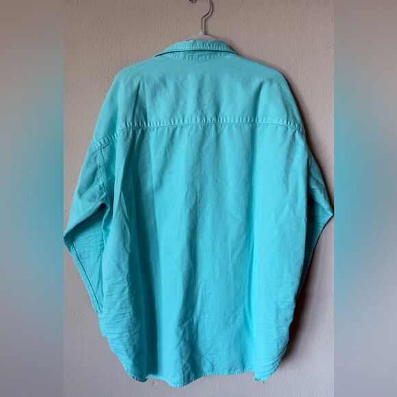 Frank & Eileen Shirley Mint Button-Up Shirt Blue Green Oversized Size XS - Picture 9 of 11